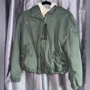 Bershka Bomber Jacket with Fur Lining